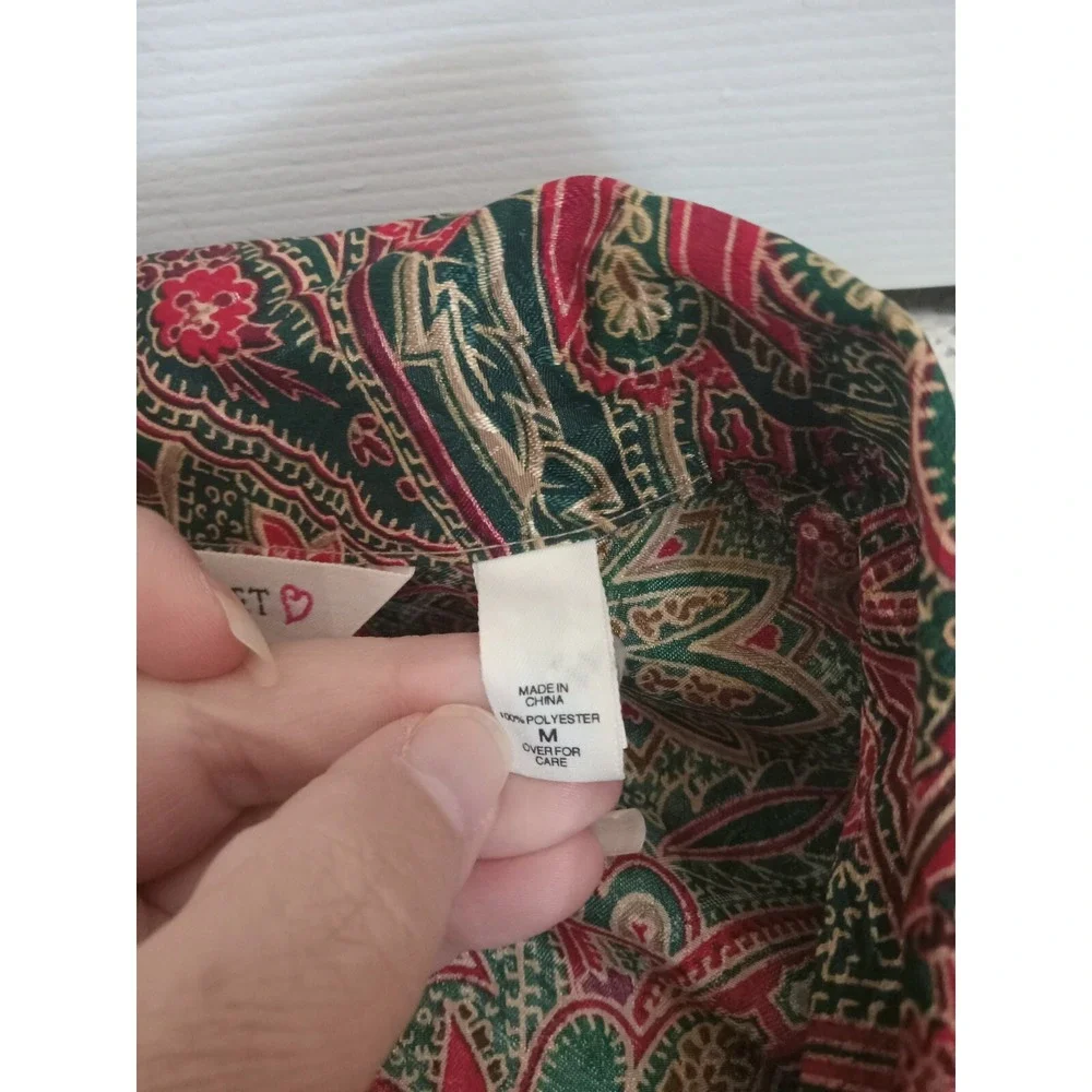 Vintage Victoria's Secret Button Down‎ Paisley Print Pajama Set Sz Med